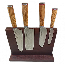 Набір ножів AUS-10 Damascus DK-OK 4004-E olivewood handle