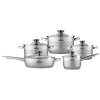 Комплект посуду з нержавіючої сталї Bohmann BH 1510 MRB каструлі ковшик та сковорода 10 предметів