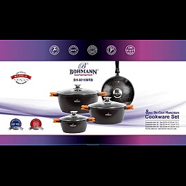 Набір каструль та сковорода з гранітним покриттям 8 пред. Bohmann BH 6018 MRB