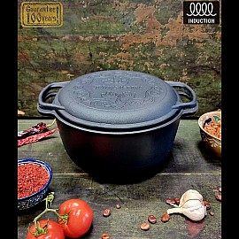 Каструля чавунна 6 л. Maysternya Т404СР з кришкою-сковородою