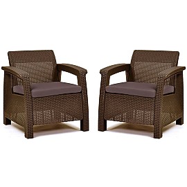 Комплект кресел пластиковых Allibert (Голландия) Corfu Duo коричневый