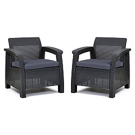 Комплект кресел пластиковых Allibert (Голландия) Corfu Duo серый