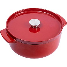 Каструля чавунна з кришкою KitchenAid, 22 см, 3,3 л, червона (CC006057-001)