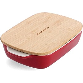 Форма для выпечки с крышкой KitchenAid керамогранитная, 8,8х24,8х40,4 см, 3,8 л, цвет красный (CC006108-001)