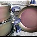 Набір посуду 7 предметів OMS 3016-Green Violet Каструлі: 20Х10 см / 2,6 лт. 24Х12см / 4,3 лт. 26Х7,5 см / 3,40 лт. Сковорідка 26Х5,5 см / 2,40 лт.