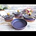 Набір посуду 7 предметів OMS 3033-Blue 20Х9,50 см (2,5 л); 24Х11см (4,2 л); 26Х7,5 см (3,75 л); СКОВОРОДА 26Х6 см (2,60 л)
