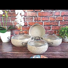 Набір посуду 7 предметів OMS 3051-Sandy Beije 20Х9см / 2,50 л. 24Х10,5см / 4,5 л.   26Х11см / 5,7 л.   СКОВОРОДА  26Х7 см / 2,8 л