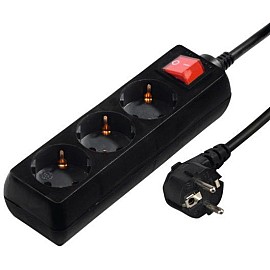 Мережевий подовжувач Hama 3XSchuko 3G*1.5мм ws 3м Black