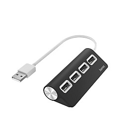 USB-хаб Hama 4 Ports USB 2.0 Black/White