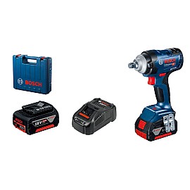 Гайкокрут Bosch Professional GDS 18V-400 акум, 2* 18 В GBA 5 Аг, 400 Нм, 0-2500 об / хв, ЗУ GAL 18V-40, кейс, зажим квадрат, 1.87 кг