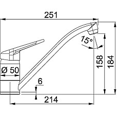 Змішувач для кухні Franke Novara Plus, довж.виливу - 251мм, поворотний, 1важіль, бежевий