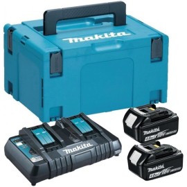 Набір акумуляторів + зарядний пристрій Makita 197504-2, LXT BL1840 x 2шт (18В, 4Ач) + DC18RD, кейс Makpac3