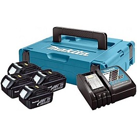 Набір акумуляторів + зарядний пристрій Makita 197954-1, LX BL1830 x 4шт (18В, 3Ач) + DC18RC, кейс Makpac1