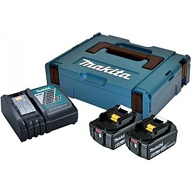 Набір акумуляторів + зарядний пристрій Makita 198116-4, LXT BL1860B x 2шт (18В, 6Ач) + DC18RC, кейс Makpac