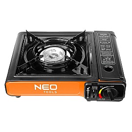 Плитка газова портативна Neo Tools, 2.1кВт, під газові балони-картриджі, п'єзозапалювання, 150г/год, кейс, 1.27кг