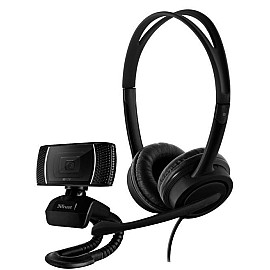 Набор для домашнего офиса веб-камера HD + гарнитура USB Trust Doba Black