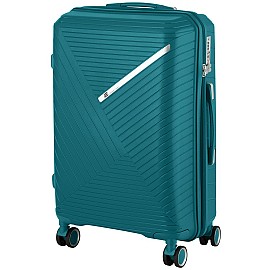 Чемодан пластиковый, 2E, SIGMA, средний, 4 колеса, аквамарин