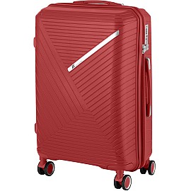 Чемодан пластиковый, 2E, SIGMA, средний, 4 колеса, красный