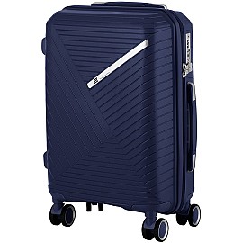 Чемодан пластиковый, 2E, SIGMA, малый, 4 колеса, тёмно-синий