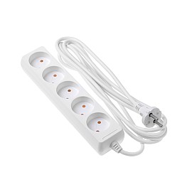 Мережевий подовжувач  2Е 5XCEE7/17, 2G*1.0мм, 3м, white