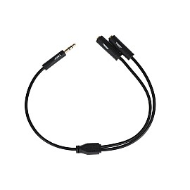 Розгалуджувач для навушників 2E Adapter 3.5 мм jack(M) x 2(F), black, 0.15m