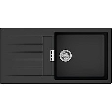 Мийка кухонна Hansgrohe S52, граніт, прямокутник, з крилом, 980х480х190мм, чаша - 1, накладна, S520-F480, чорний графіт