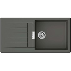Мийка кухонна Hansgrohe S52, граніт, прямокутник, з крилом, 980х480х190мм, чаша - 1, врізна, сірий камінь