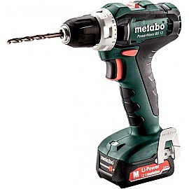 Шуруповерт-дриль Metabo PowerMaxx BS 12, 2х2.0Аг (Slide-in), ЗП SC-30, кейс МС05