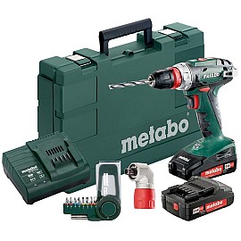 Шуруповерт-дриль Metabo BS 18 Quick акумуляторний, 18V 2x2Aг,кофр, кут.насадка,набір SP(9 шт)