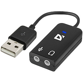 Переходник для наушников Defender Audio USB 2х3.5мм jack ->USB (63002)