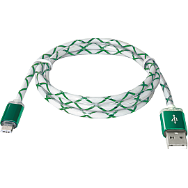 Кабель Defender USB08-03LT USB(AM)-MicroBM GreenLED Backlight 1m