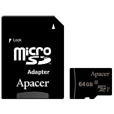 Картка пам'ятi APACER microSDXC 64GB UHS-I U1+adapter 