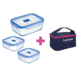 Набір контейнерів із сумкою LUMINARC PURE BOX ACTIVE, 3 шт