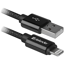 Кабель Defender ACH01-03T PRO USB2.0, AM-Lightning Black, 1m (87808)