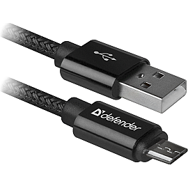 Кабель Defender USB08-03T PRO USB2.0, AM-MicroBM Black, 1m (87802)