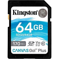 Картка пам'ятi KINGSTON SDXC 64 GB Canvas Go+ U3 V30 (R170/W70)