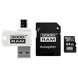 Картка пам'ятi GOODRAM 64Gb (class10) UHS I + Adapter + CardReader