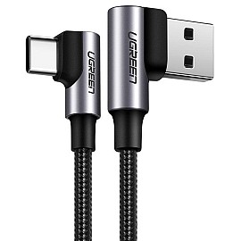 Кабель Ugreen US176 USB - Type-C Both Angled 3A Data Cable 1м (Black)