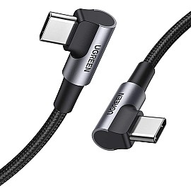 Кабель Ugreen US323 Type-C-Type-C Both Angled 3A Cable 1м (GrayBlack)