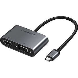 Переходник Ugreen CM162 Type-C M - HDMI+VGA Adapter with PD (Silver)