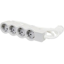 Подовжувач СТАНДАРТ 4х2К+З розетки, 16 А, з кабелем 3 м, колір Білий / Сірий
