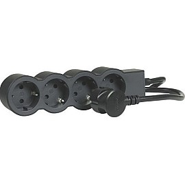 Подовжувач СТАНДАРТ 4х2К+З розетки, 16 А, з кабелем 3 м, колір Чорний