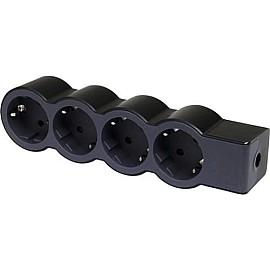 Подовжувач СТАНДАРТ 4х2К+З розеток, 16 А, без кабеля , колір Чорний