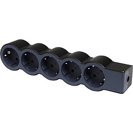 Подовжувач СТАНДАРТ 5х2К+З розетки, 16 А, без кабеля , колір Чорний