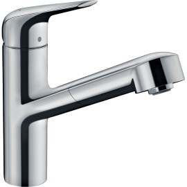 Змішувач Hansgrohe Focus M42 для кухонної мийки / 71814000 / 160мм, 2-струменевий / поворотний / з витяжним душем / важіль зверху / форма округла / хром