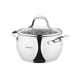 Каструля Ardesto Gemini Vittoria, скляна кришка, 3.0 л, нержавіюча сталь