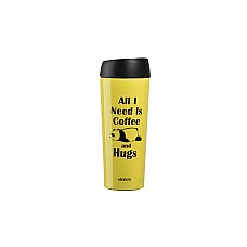 Термочашка Ardesto Coffee time Panda 450 мл, жовтий, нерж.сталь