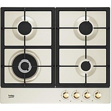 Встраиваемая газовая поверхность Beko HIAW64225SCR - Ш-60см. / 3 конфорки + WOK / чугун / кремовый