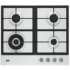 Варильна поверхня газова Beko HIAW 64225 SW - 60см / 3газ+WOK / чавунні решітки / білий