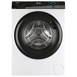 Пральна машина Haier фронтальна, 8кг, 1400, A+++, 56см, дисплей, пара, інвертор, люк чорний, прямий привід, білий
